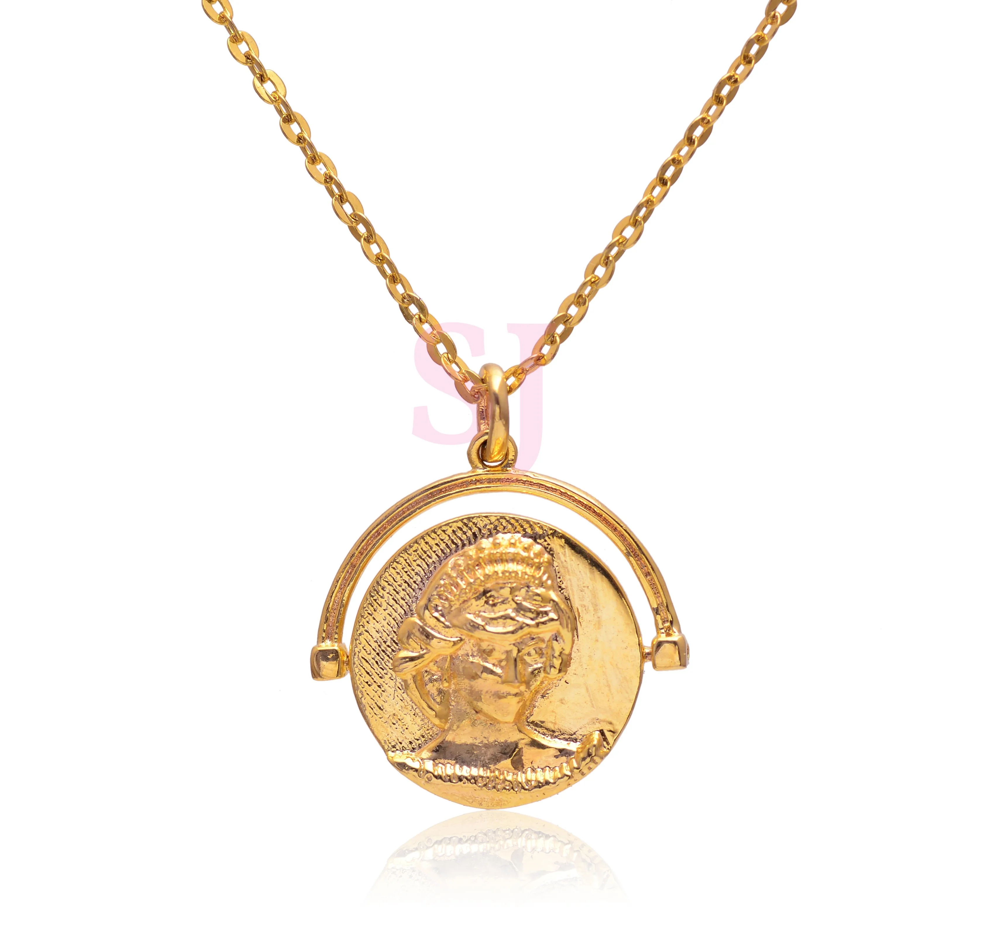 Handmade 18k Gold Plated Fine Jewelry Charm Round Brilliant Shaped 925 Sterling Silver Bezel Necklace Pendant Fashion Accessory