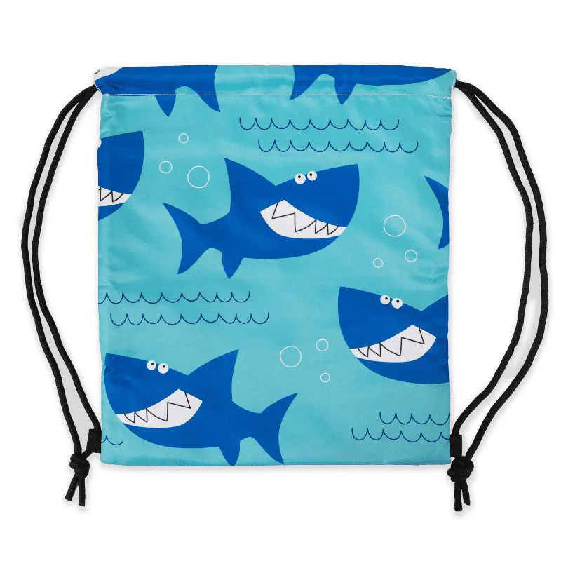 shark drawstring swim bag