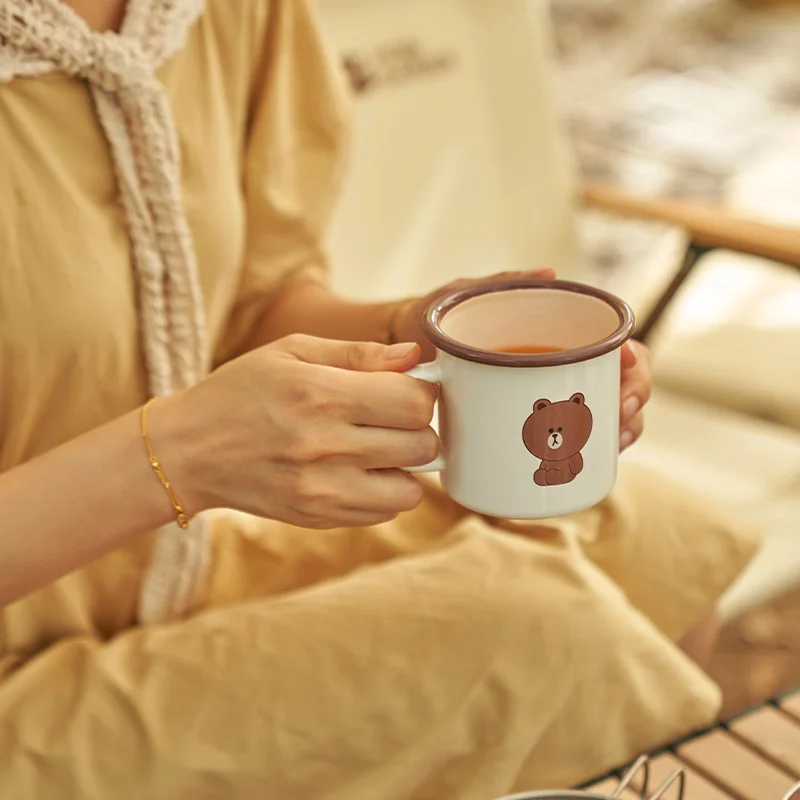 MOBI GARDEN & Line Friends Outdoor Camping Portable Enamel  Water Cup Coffee Cup