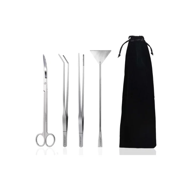 2024 Top Quality Aquarium Cleaning 4Pc Tool Set Aquatic Plant Fish Tank Plant Tools Aquarium Long Tool Kit LIVERFORT INDUSTRIES