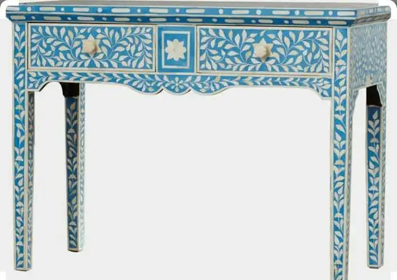 Antique Look Classic Design Mother Of Pearl Inlay Chest Drawer With Mirror