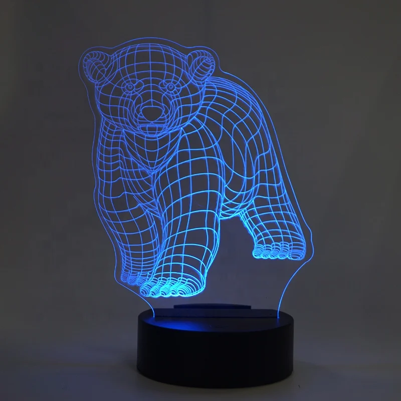 3D ночник 7 Изменение цвета с USB кабелем