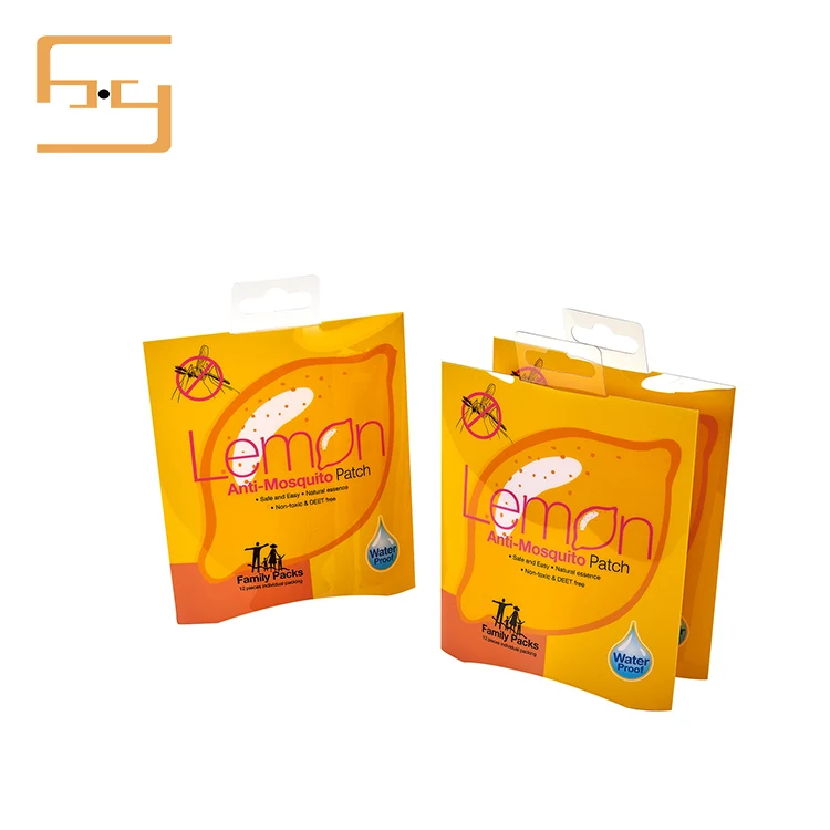 Custom Printed Lemon Pattern With Color Using CMYK Printing Process For Mosquito Repellent Sticker Packaging