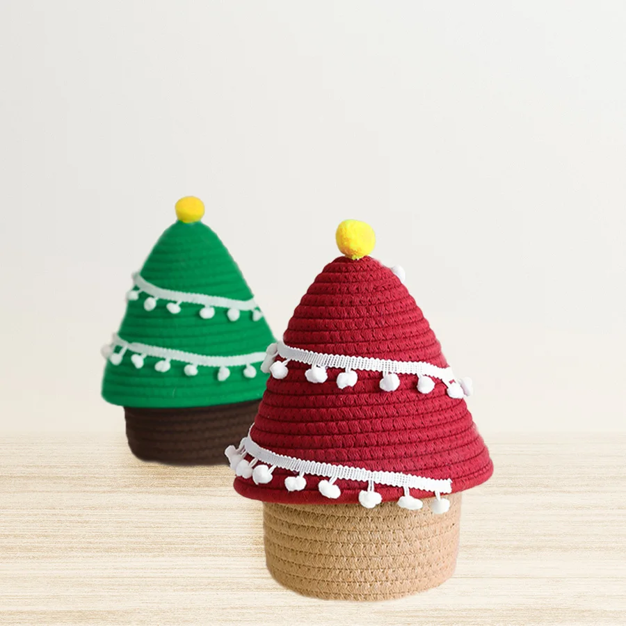 Woven Basket Cotton rope Handbag Eco-friendly cotton rope storage basket mini handbag christmas bag Home Furniture holiday