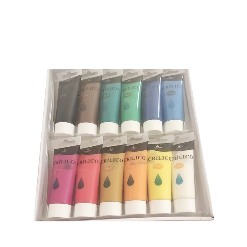 Manbufacturer Wholesaler Artist Paint 35ML Acrylic Paint Set With 12Colors Watercolor Pigment Kit for Art