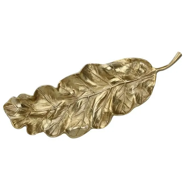 Simple Shiny Large Banana Leaf Design Aluminum Tray for Hotel and Home Use