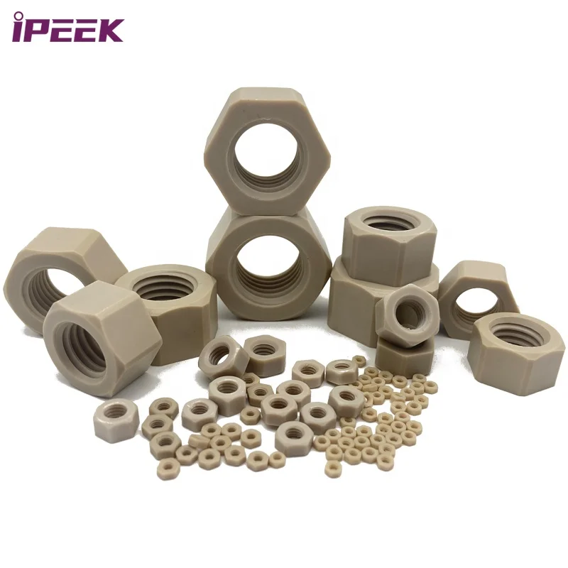 Stock Variety Size Virgin Material Thin Thick PEEK Screw Hex Nut