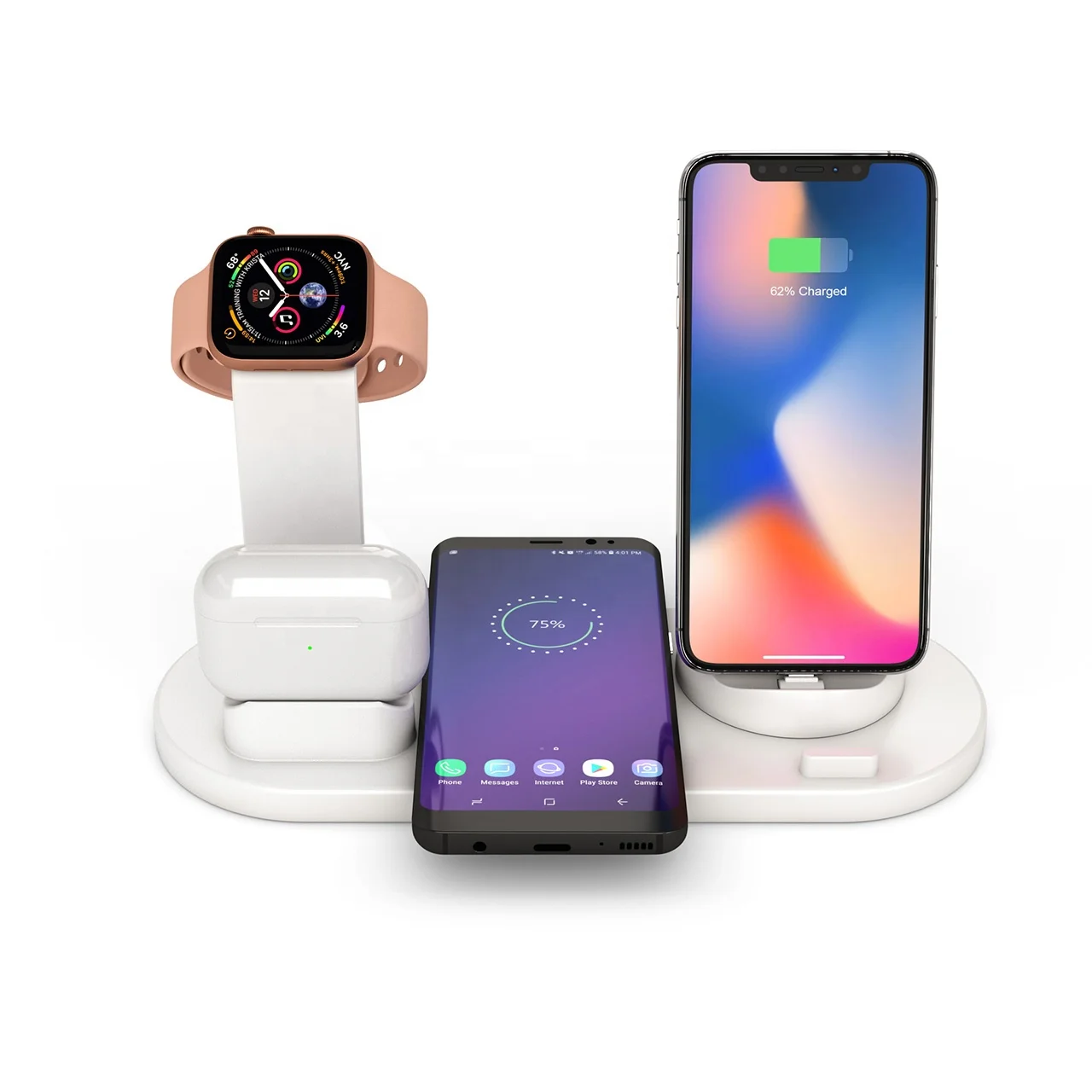 Best Selling Products 2022 in use Wireless Charger 6 in 1 Wireless Charging Dock Charging Station Stand with 4 usb dock