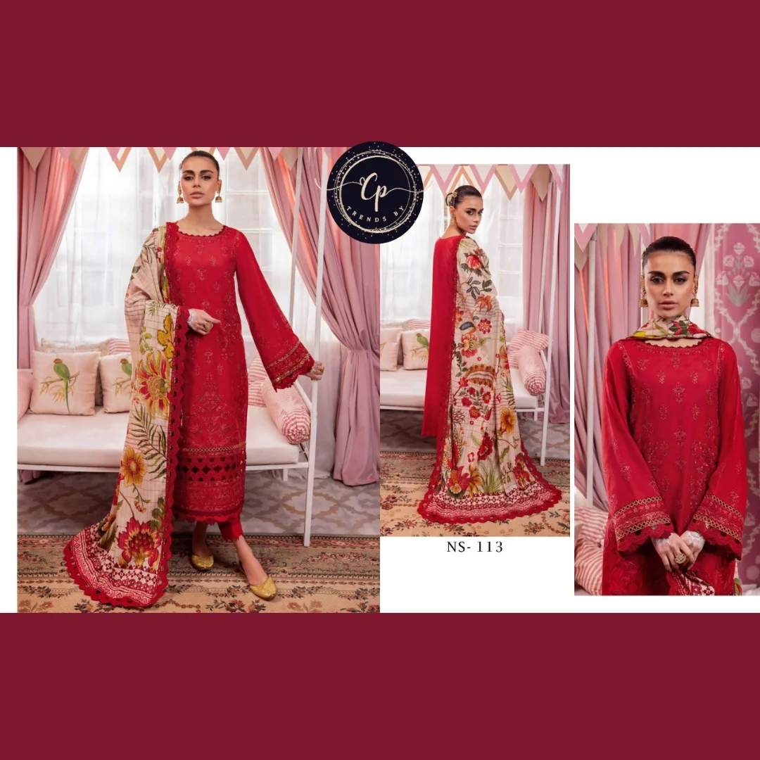 Trends by Cp NUREH Maya Self Jacquard Embroidered Lawn 2024 3 Pc Stitched Luxury Embroidered Self Jacquard Lawn Dresses