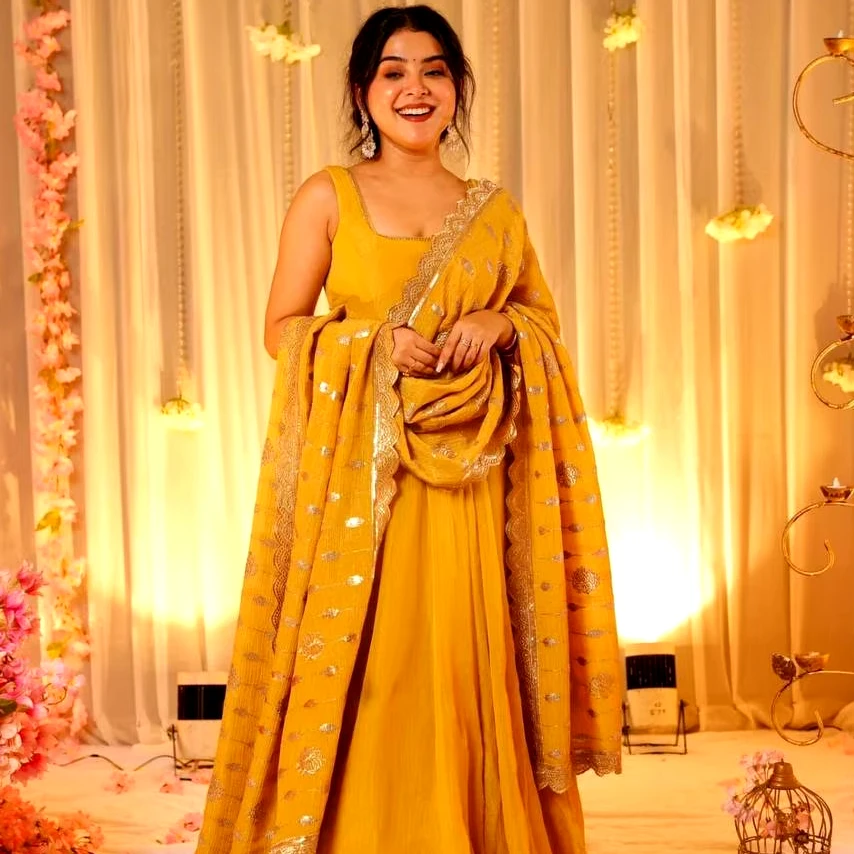 Пакистанское желтое платье Salwar Kameez Anarkali Платье Анаркали платья женские индийские