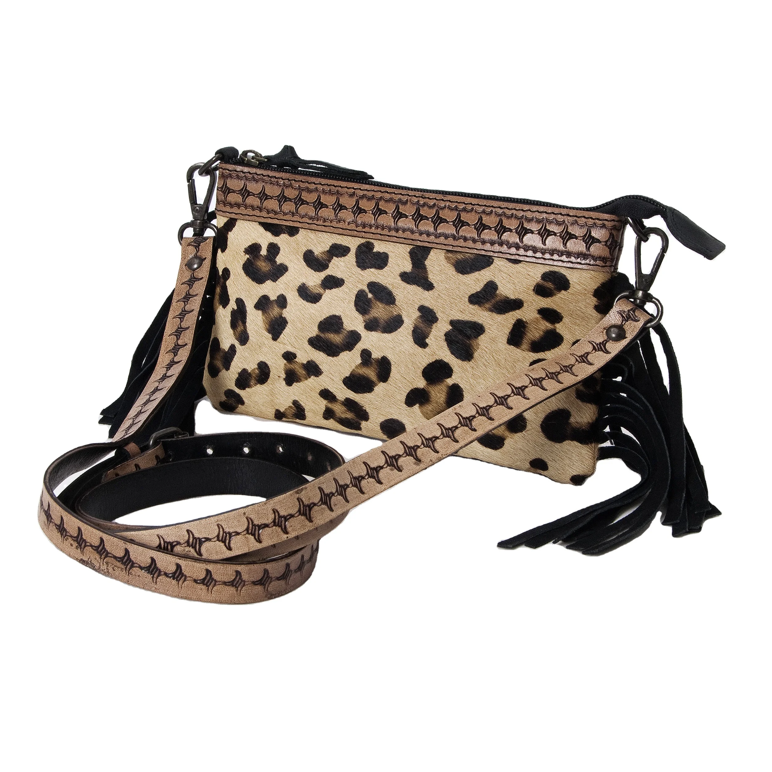 2023 женская маленькая сумка-Кроссбоди ручной работы из воловьей кожи с принтом ягуара и растительного дубленого волоса с соответствующими ручными резными ремнями