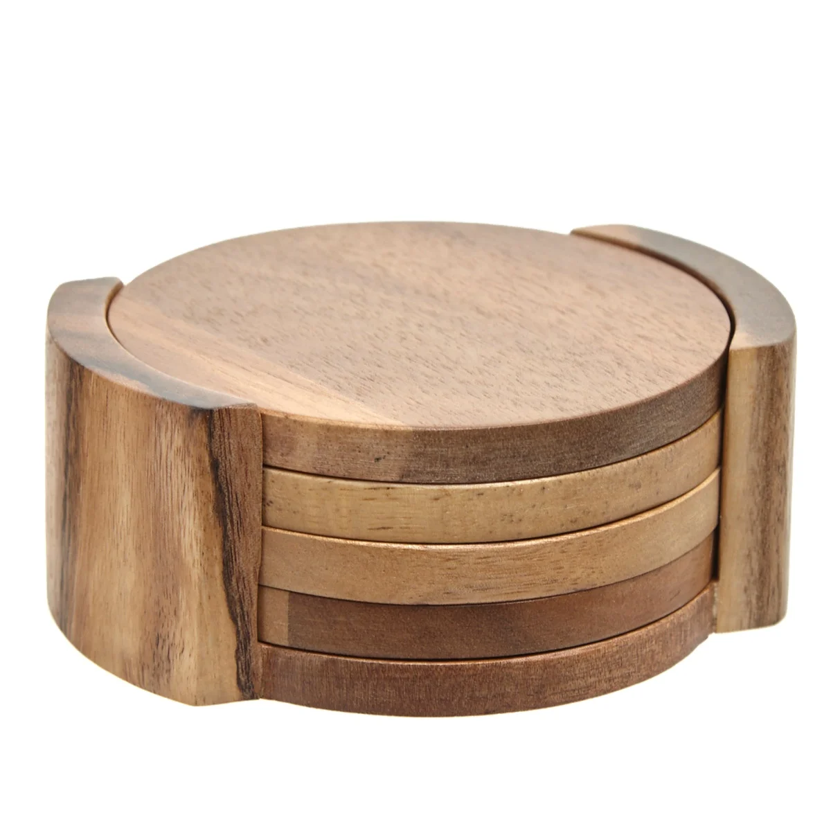 New Product Brown color wood coaster with stand Wood Coaster Tea Coffee Wood And Marble Coaster home and table use