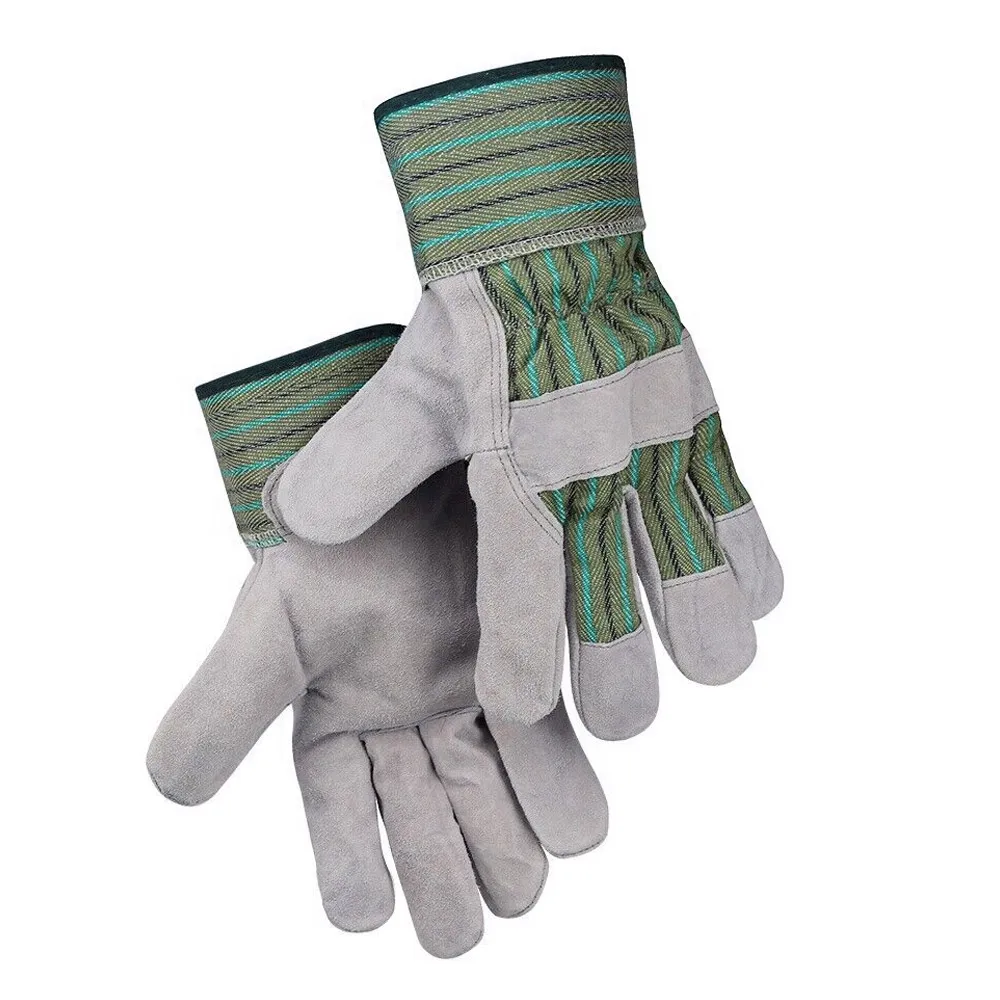 6-Pairs Safety Cow Split Leather Work Gloves Wholesale Hand Made Leather Gardening Working Gloves By Keembro