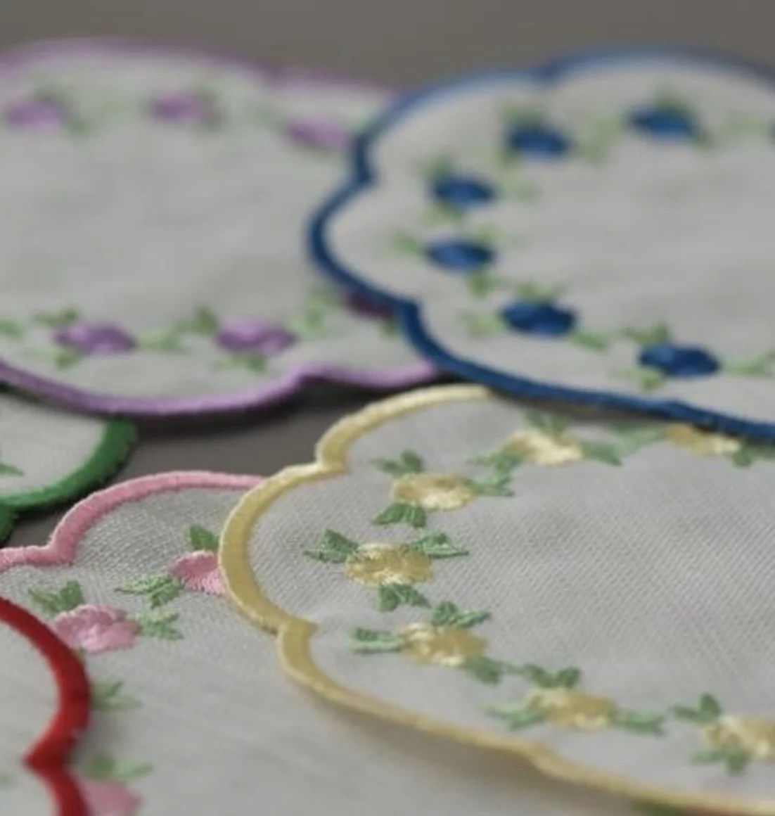 Set of 6 Reusable Embroidered Flowers Napkins for Coffee Tea Cookie Serving New Home Table Cloth Napkins