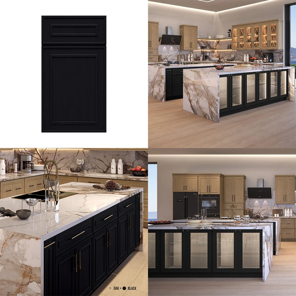 Customized High-Tech Solid Cherry Maple Wood Kitchen Cabinet Modular Design with Simple Color Ready to Assemble for Home Use