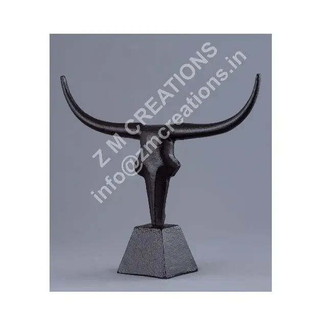 Home Decor Objects Metal Crafts Cow Bull Head Sculpture Indoor Office Study Decoration Objects Home Hotel Christmas Accessories