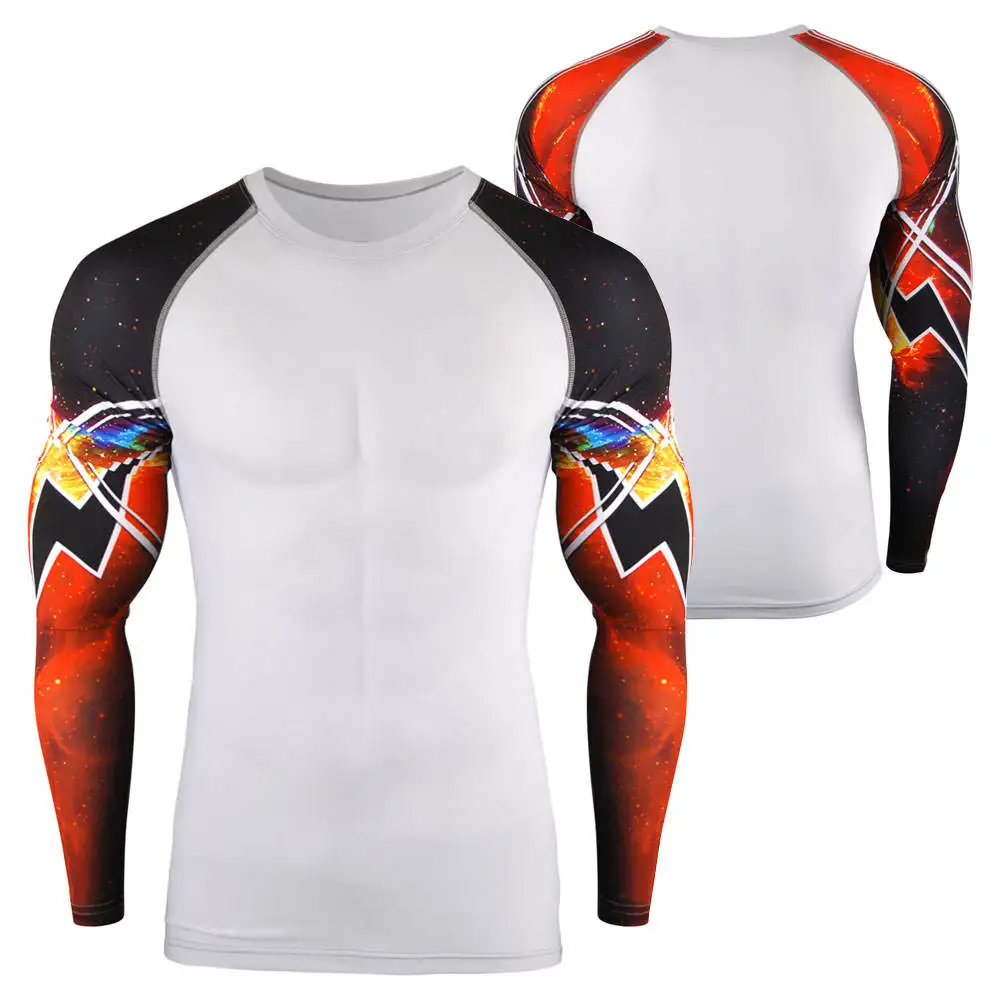 Low MOQ Long Sleeve Men Wear High Quality MMA Rash Guards For Sale Custom Made Sublimation Design Adults Fitness Rash Guard