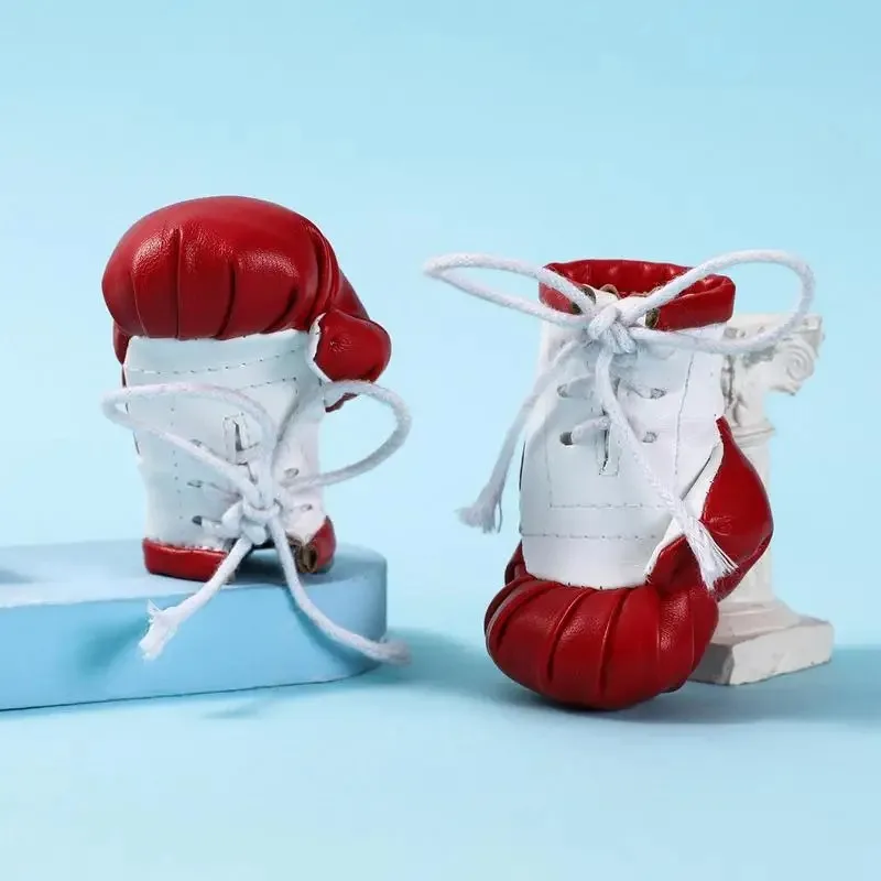 Car Mirror Boxing Gloves Pendant PU Leather Boxing Gloves Keychain Multi-functional Car Interior Decor For Car Decorative