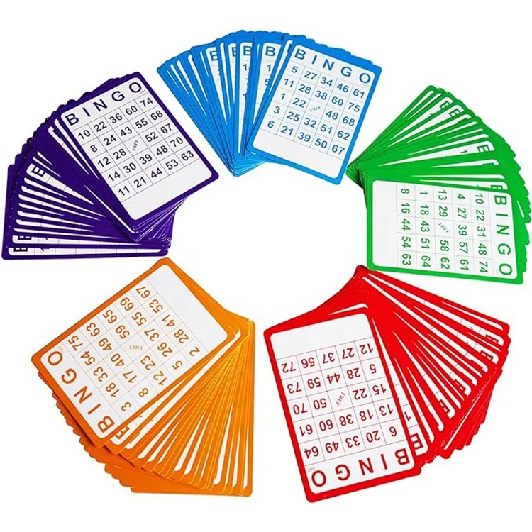 Bingo game supplier Manufacture custom 5 sheet American Games  Mixed Color reusable Bingo Paper Game Cards