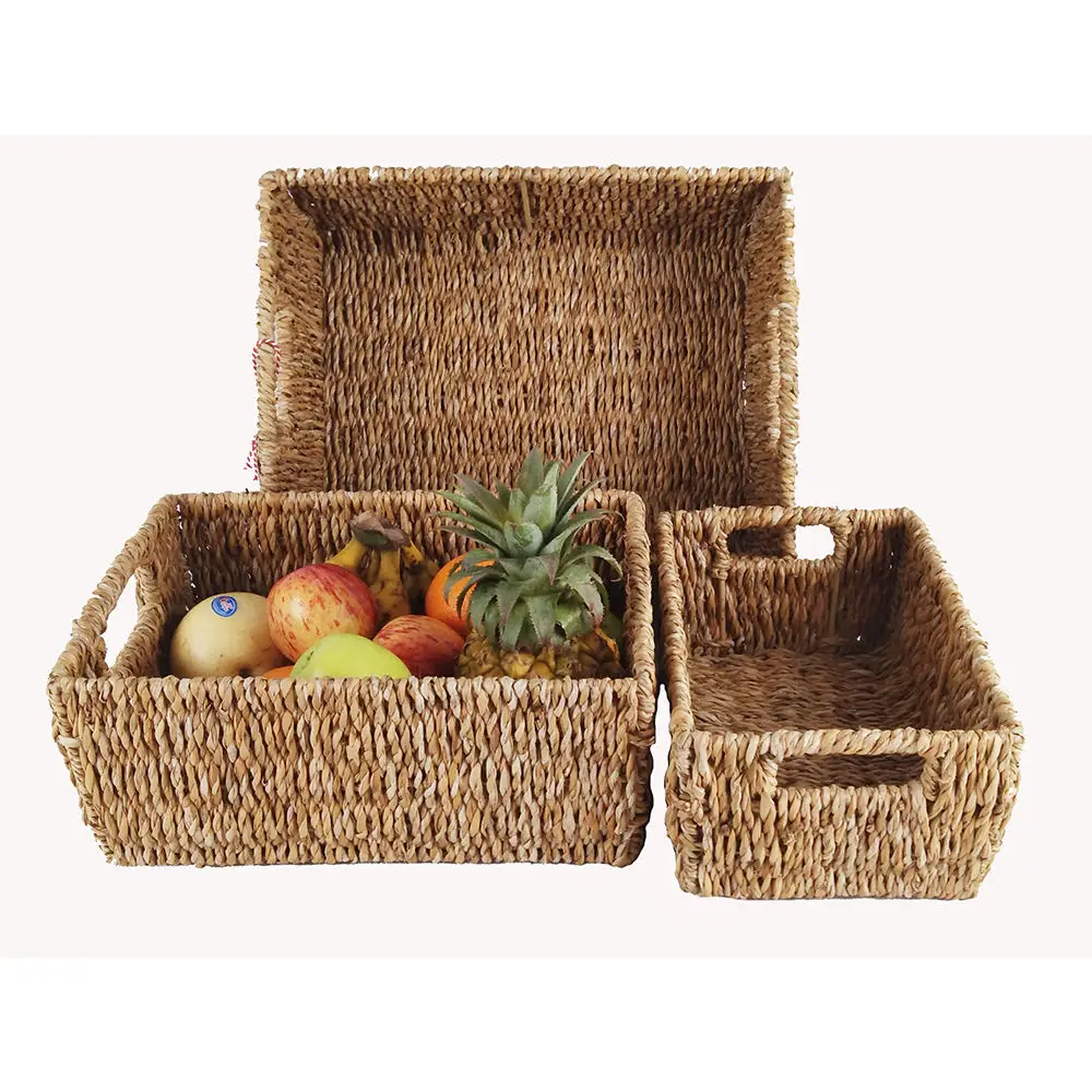 Handmade basket seagrass square tray basket manufacturer -rattan wicker rectangle storage basket