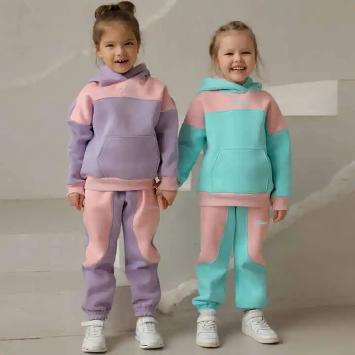 Kids Clothes Set Children Stacked Sweatsuits Sets Solid Color Cotton Flared Tracksuits Kids Little Child Stacking Pants Sets