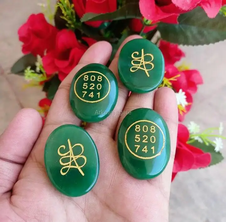 Wholesale Green jade Money Switch Word Both Sided Engraved chakra crystals healing For sale