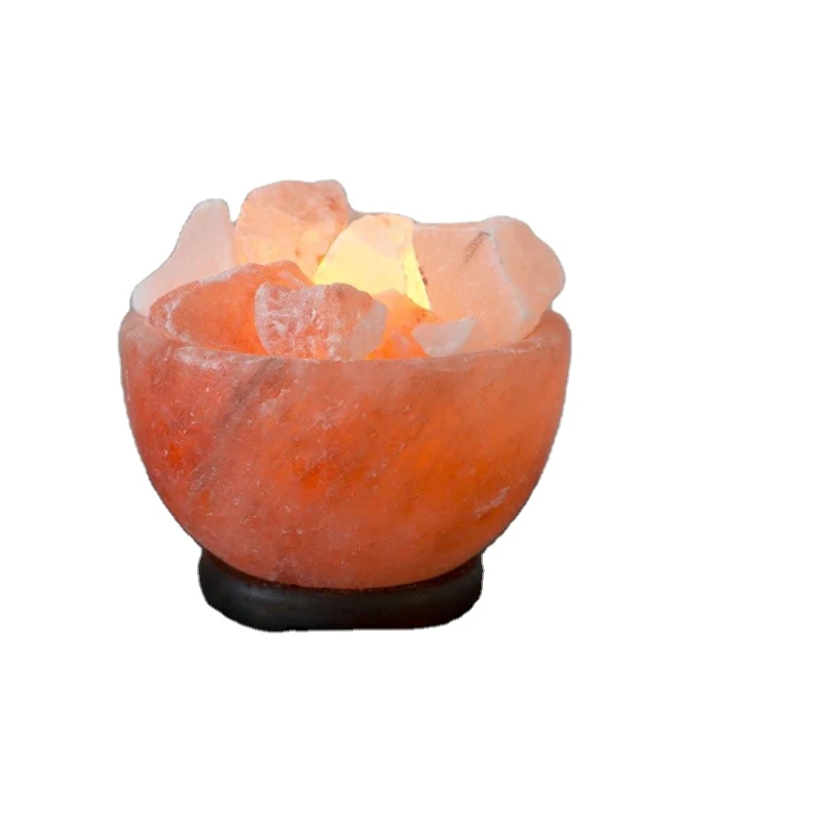 Himalayan Natural Rock Line Bowl Salt lamp With Multi Lights Easily Portable and Adjustable
