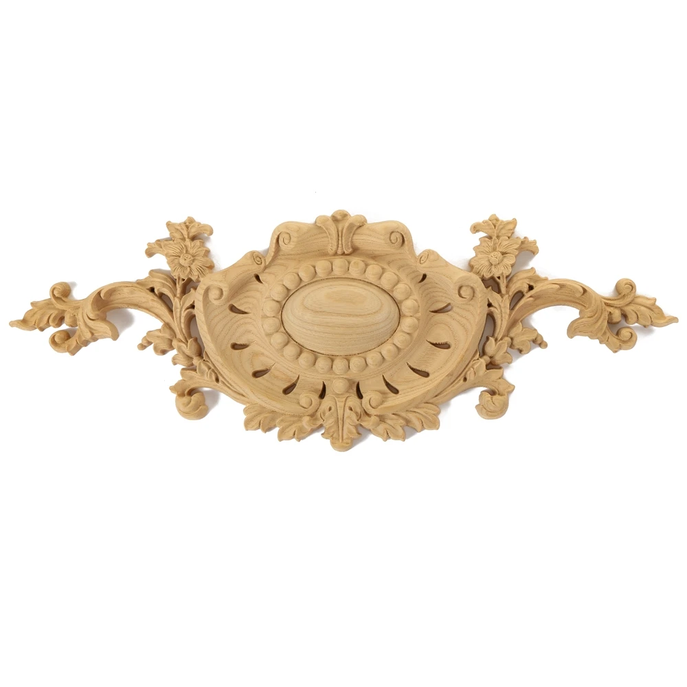 NEW Solid wood French wood carving Applique Onlays European style wall panel carved parts background wall design