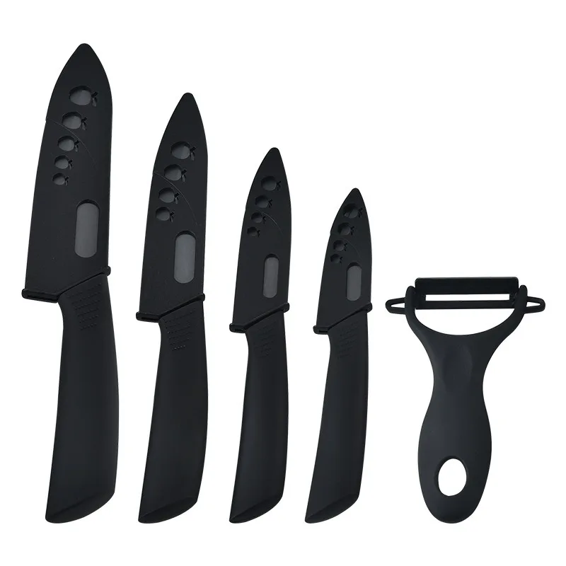 Hot Sale Gift Box Available Black Blade 3+4+5+6 inch Kitchen Nano Ceramic Knife Set