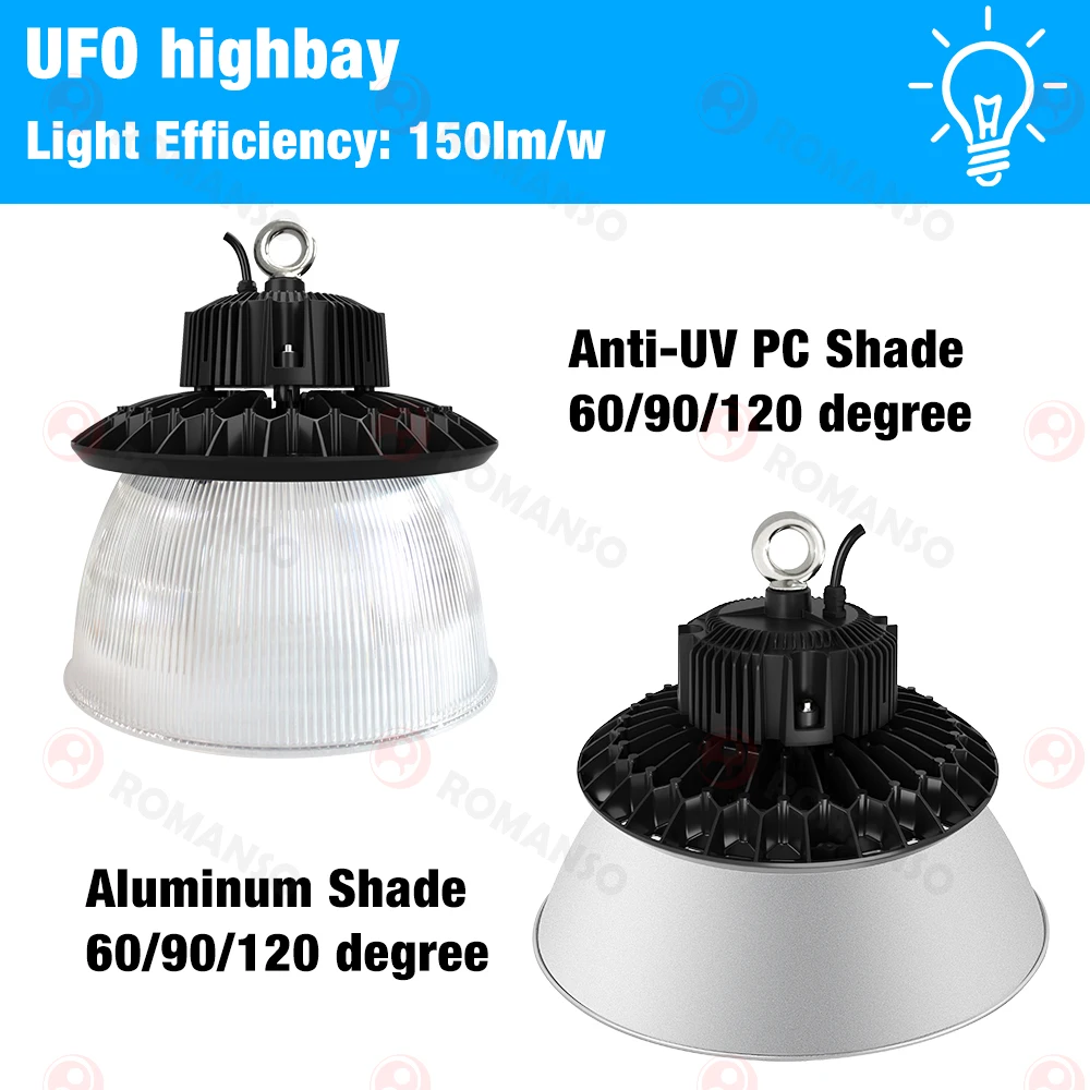 IP65 Industrial LED High Bay Lamp 100w ETL DLC Waterproof 100W 150W High Bay Lights UFO LED 200w