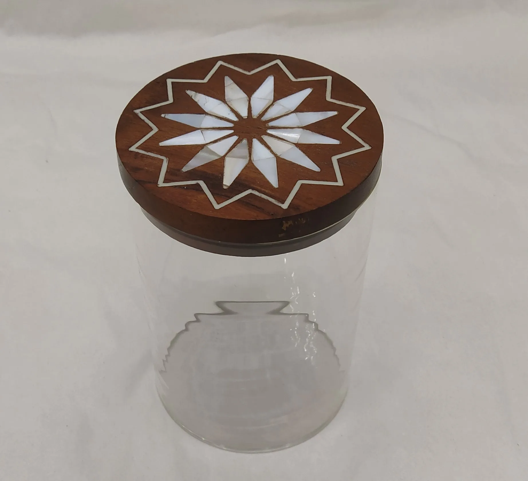 Luxury Storage Box For home Kitchenware Accessories Modern Design Clear color round shaped Acrylic & Wood storage boxes bins Jar