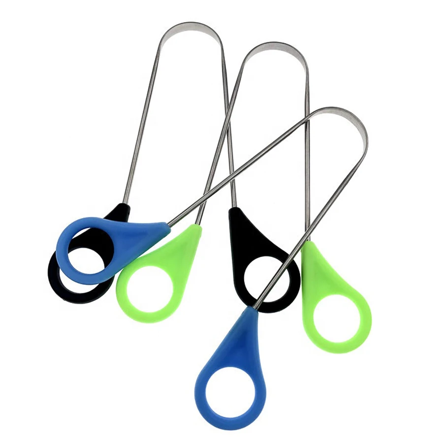 Metal Body Plastic Handle Professional Tongue Cleaning Tool Stainless Steel Tongue Scraper