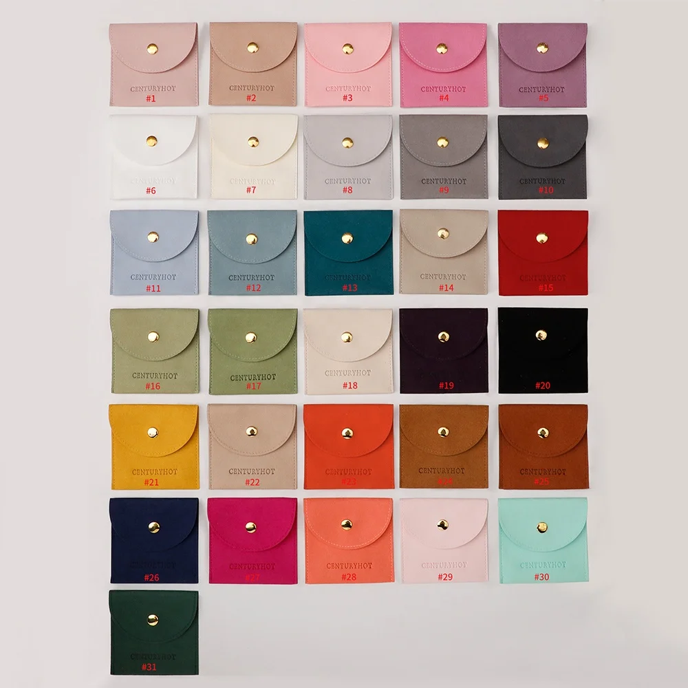 Custom  Khaki Microfiber Jewelry Pouches , Jewelry Packaging Button Bags, Handmade Round Jewelry Pouch with Logo