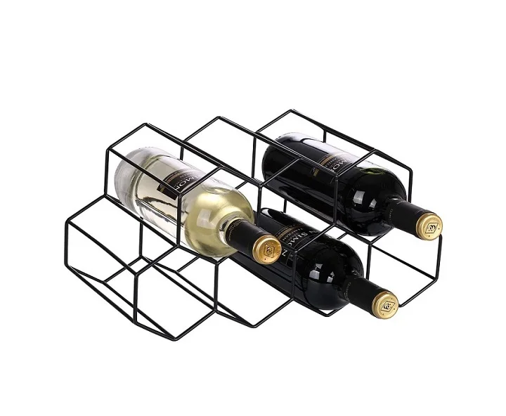 Metal Wine Rack for Home Countertop Wrought Iron Wine Bottle Holder for Storage Suitable for Regular Size Bottle