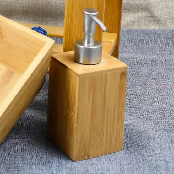Good Price Bamboo Wood Laundry Bathroom Hand Liquid Soap Dispenser Bottle for Kitchen Sink Pack From India
