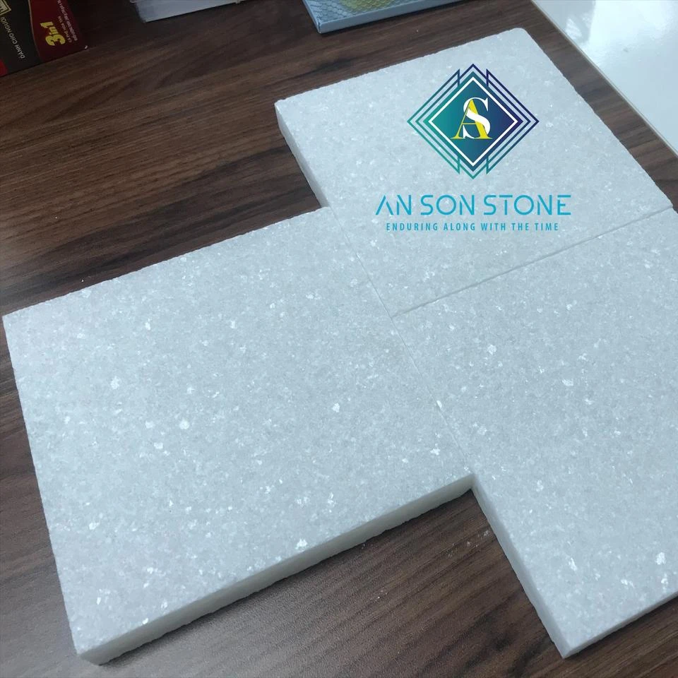 Crystal White Marble Sandblasted Surface Top Quality For Outside And Wet Space