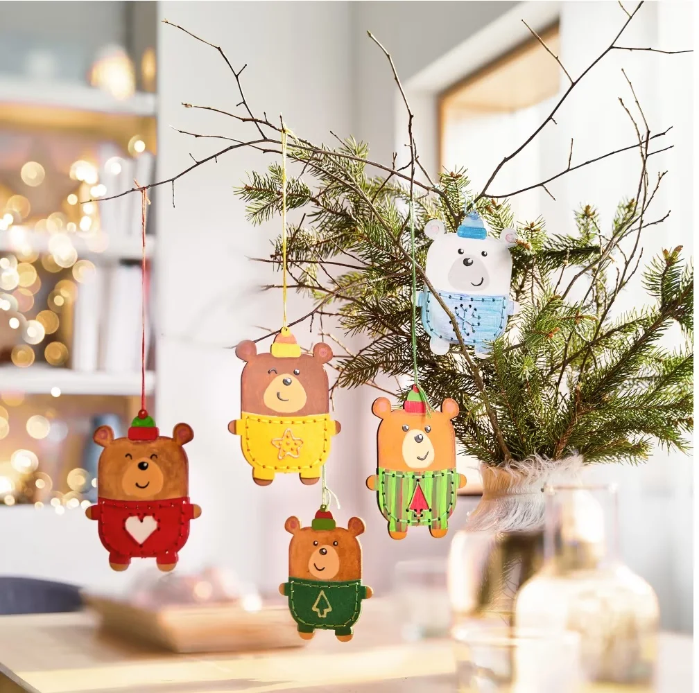 Hot selling items Top Quality Wooden Embroidery Charm Christmas Teddy DIY Toys Educational Toys