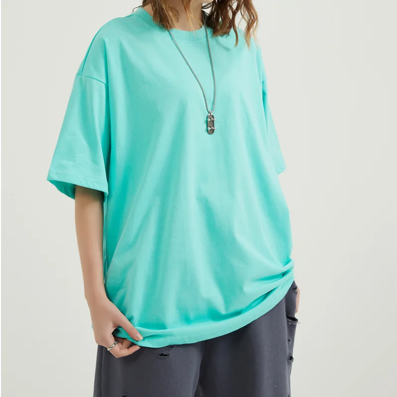 Custom High-Quality Thick Pima Cotton Drop Shoulder Round Neck Oversize-T shirt Embroidered Screen Print Logo Men Tshirts