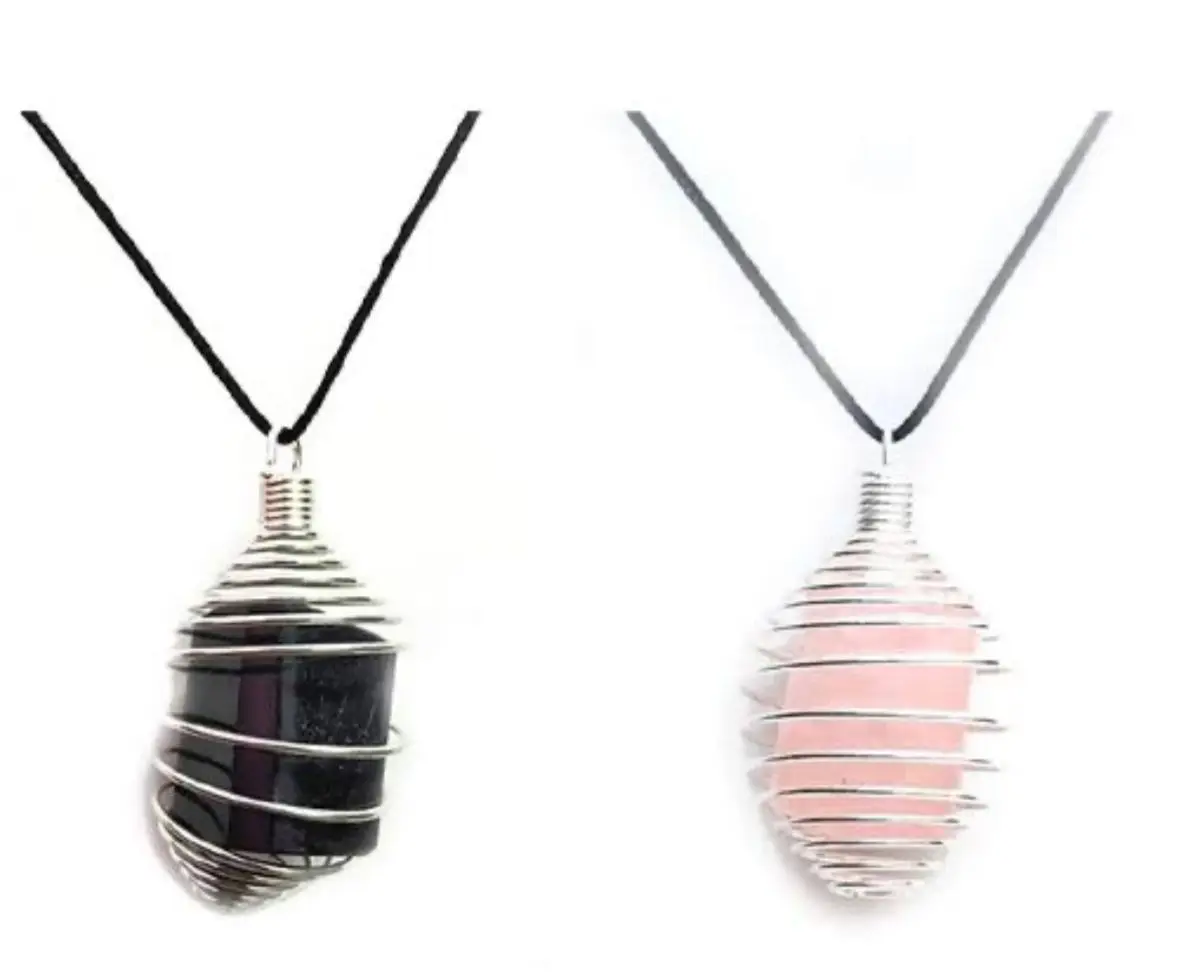 Attractive Design Women Accessories Rose Quartz Spiral Cage Tumble Pendant for Specials Occasion at Export Price