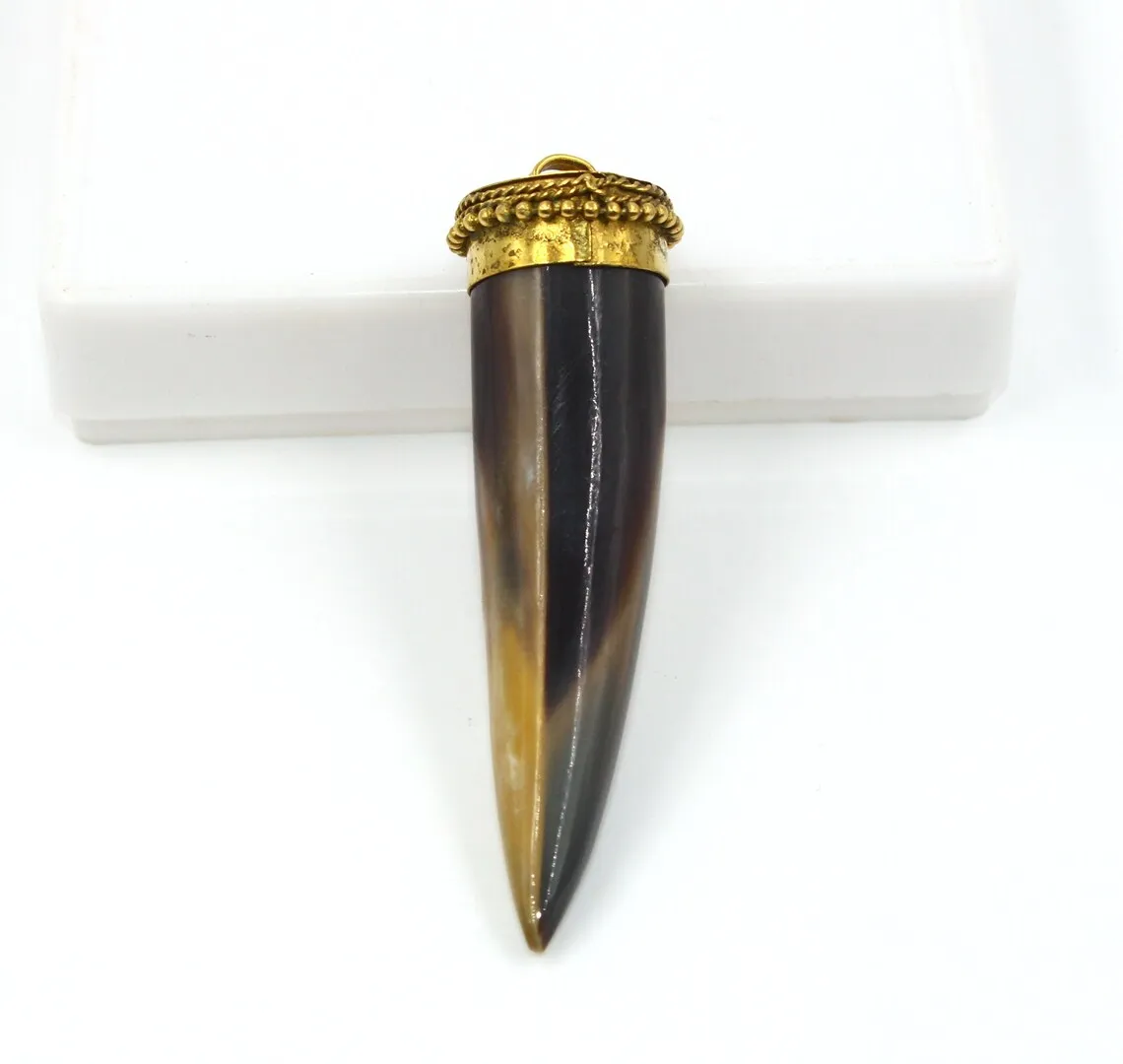 Natural handmade High quality buffalo horn Pendent with brass hand work from india buffalo horn jewelry christmas gift