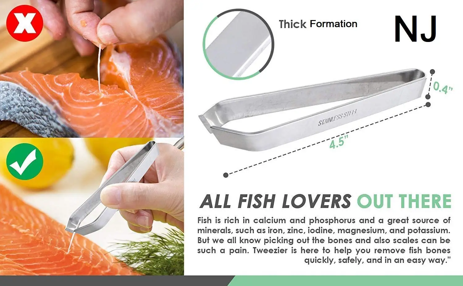 High Selling  Stainless Steel Fish Bone Remover Pincer Puller Tweezer Tongs Pick-Up Tool Pliers for Chef Cooking Utensils 1 Pc.