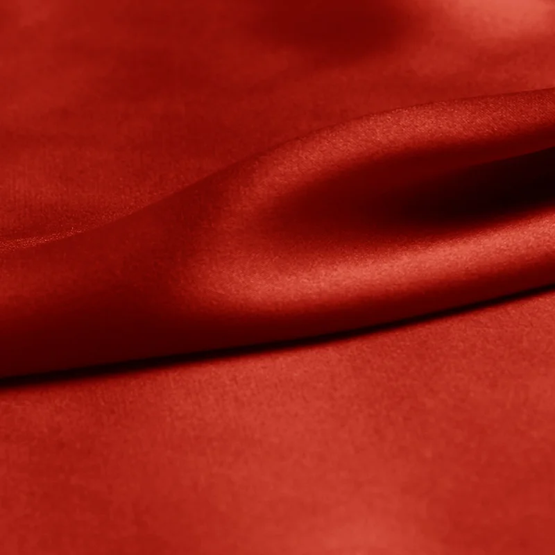 100% mulberry silk 19mm silk satin fabric 114cm width rust red color for wedding dress