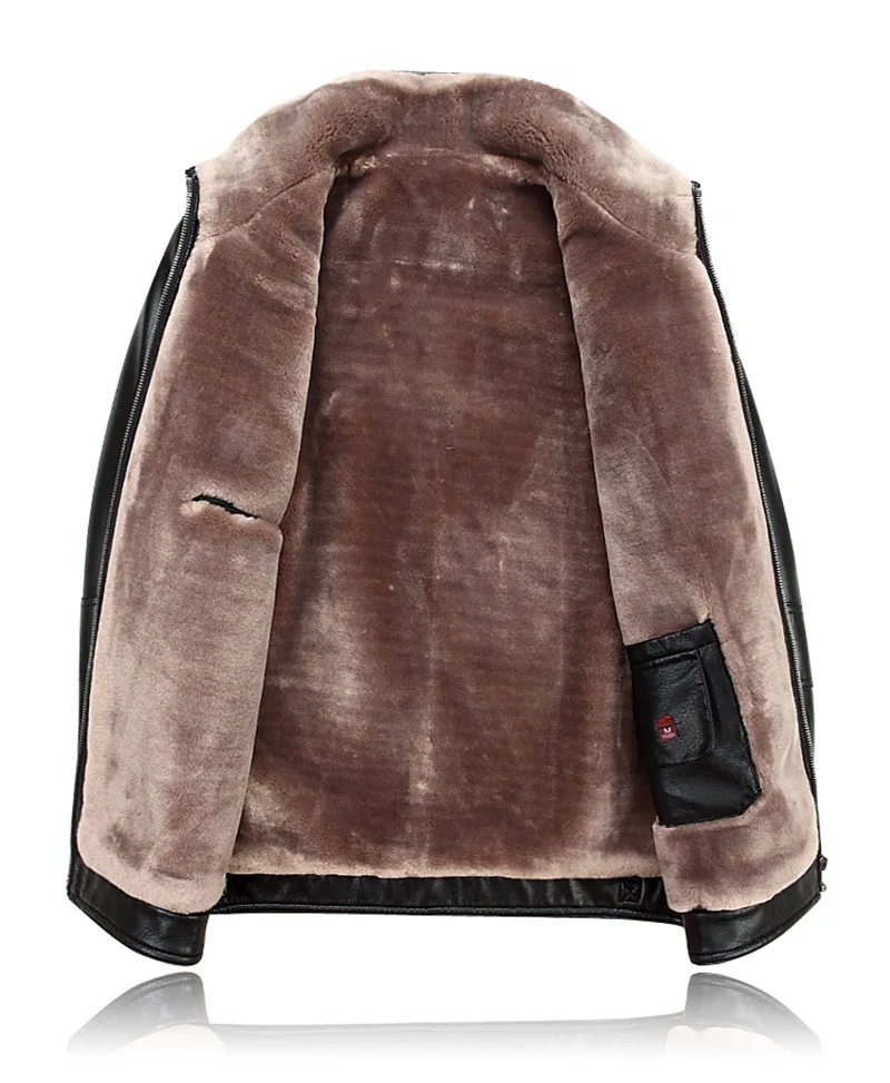 Donice Factory Price  New Style Brown sheep Leather and faux fur Jacket Men