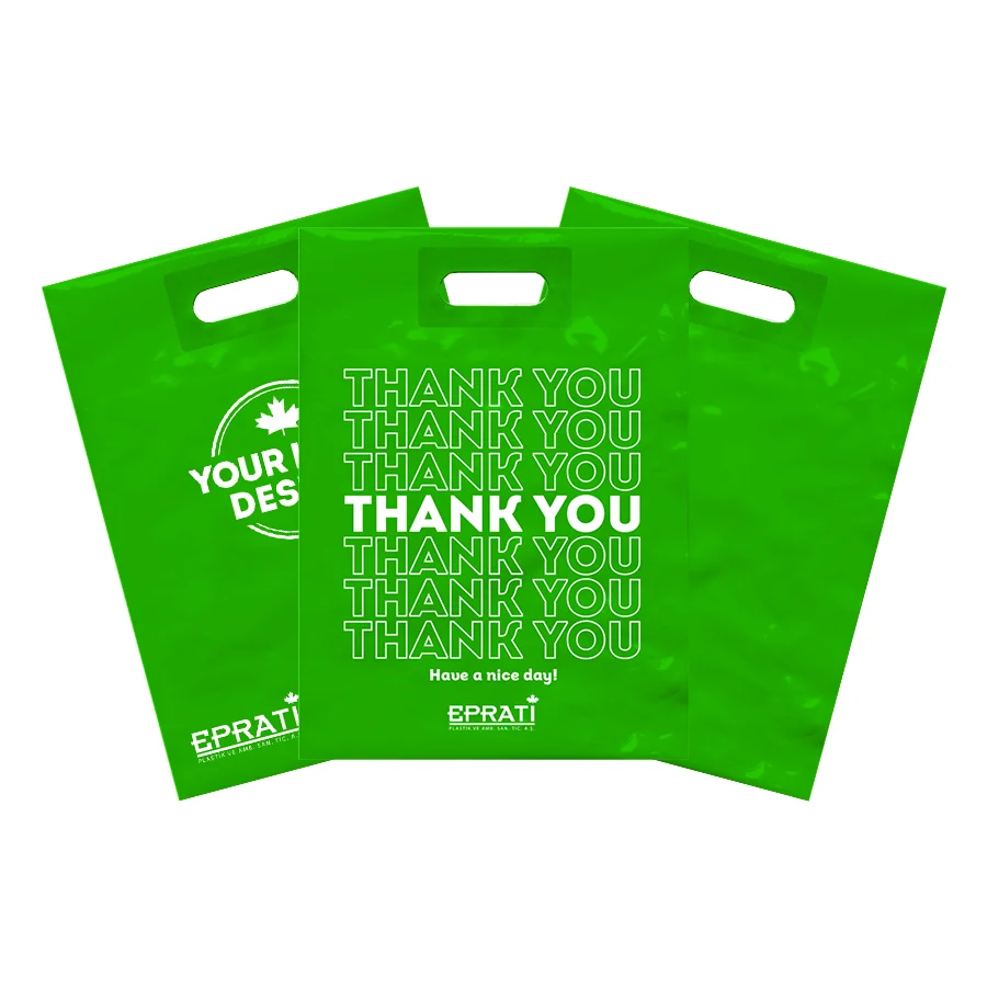 Disposable Eco-Friendly MDPE Reinforced Die Cut Plastic Handle Bag For Shopping from Turkey