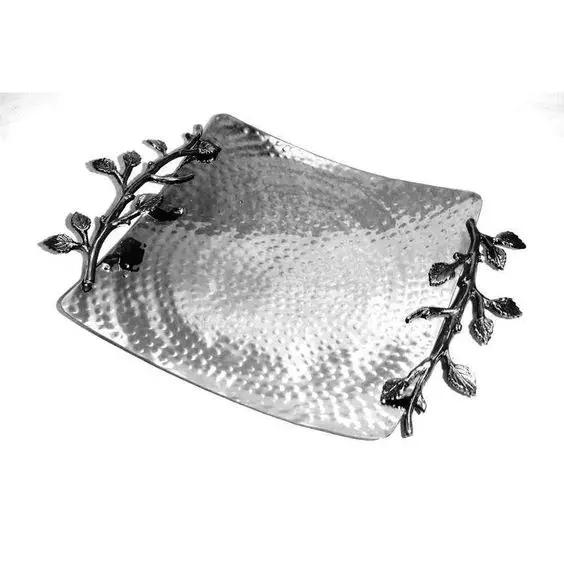Heavy Duty Silver Tray Made in India Aluminum Metal Crafts Super Selling Restaurants Order Placing Metal Tray For Hotels