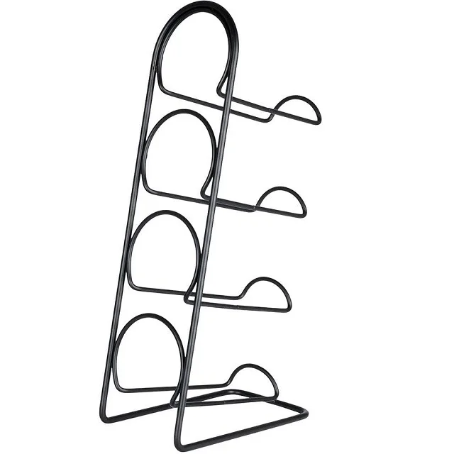 New Arrival 4 Bottles Black Metal  Free Standing Table Top Holder Shrine Supermarket Soft Drink Display Shelve For Hotel Home