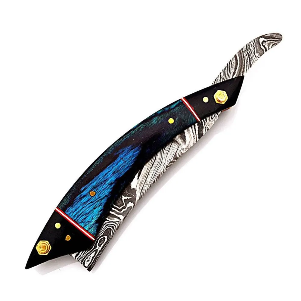 Factory Made Custom Logo Wooden Handle Damascus Steel Razors For Sale / Best Price Damascus Steel Razors