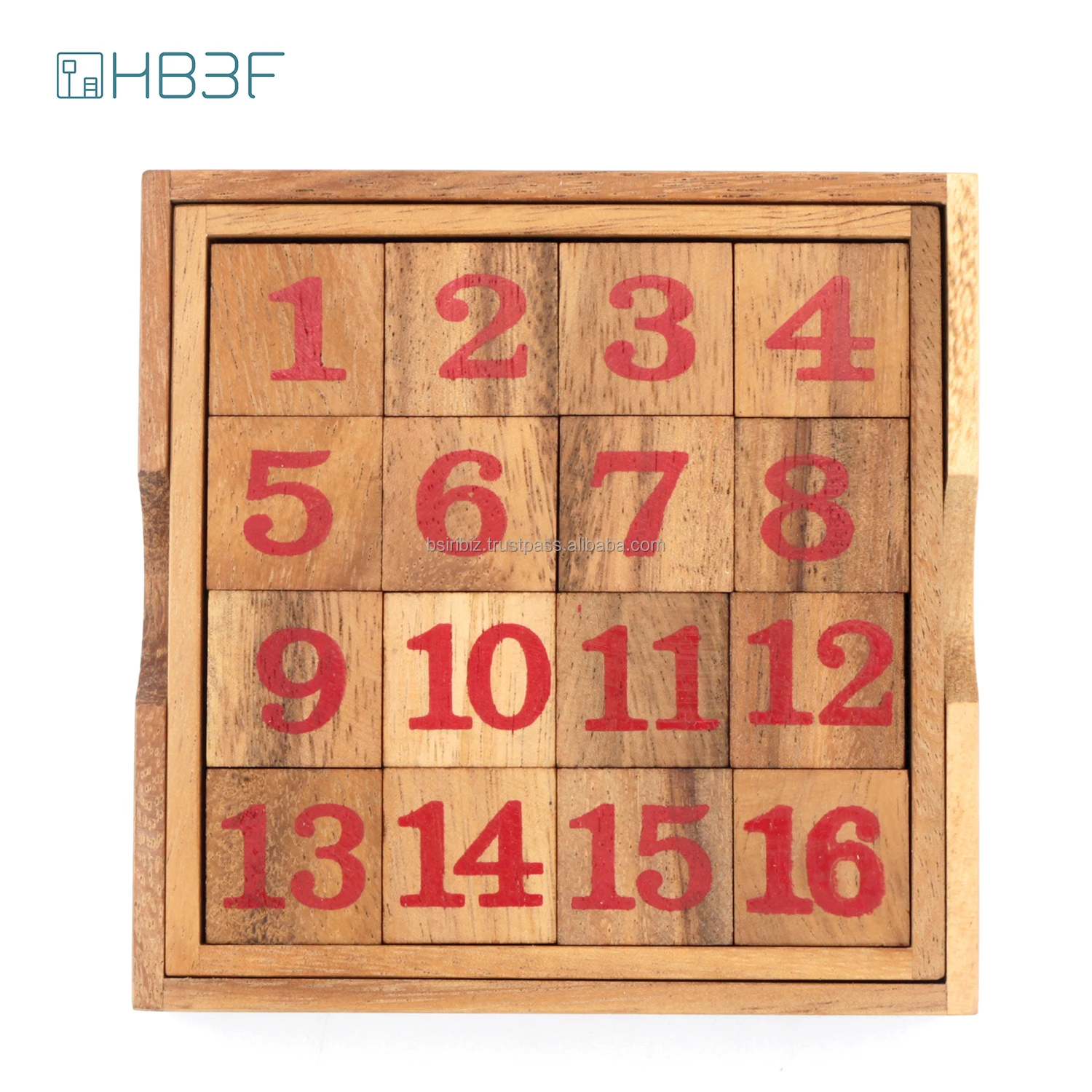 SLIDE 15 Slide Puzzle Wooden Monkeypod Wood for Children and Adults Brain Teaser Challenging Educational