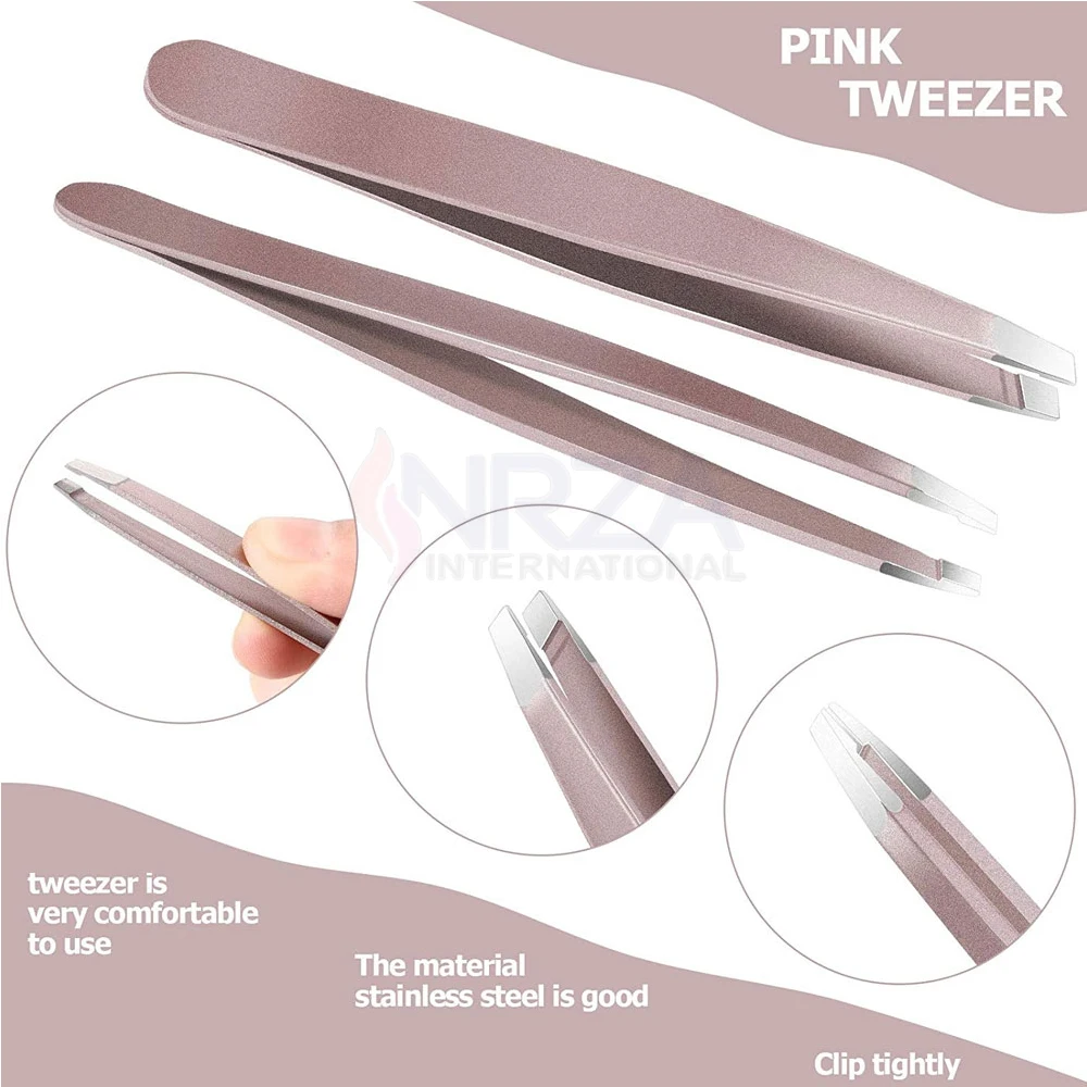 Wholesale Professional 2023 Automatic Gold Stainless Steel Eyebrow Tweezers Slanted Tip for Beauty Use