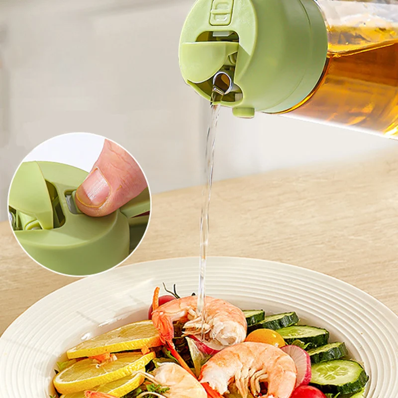 Dual Purpose Spray Vinegar Cooking Glass 2 in 1 Olive Bottle Kitchen Oil Dispenser